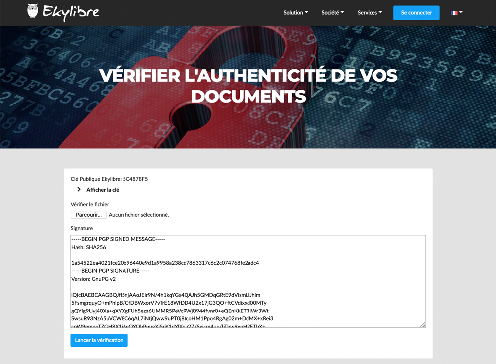 Vérification authenticité signature