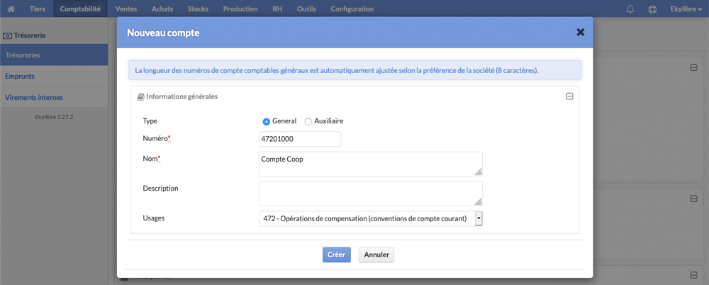 Paramétrage compte comptable