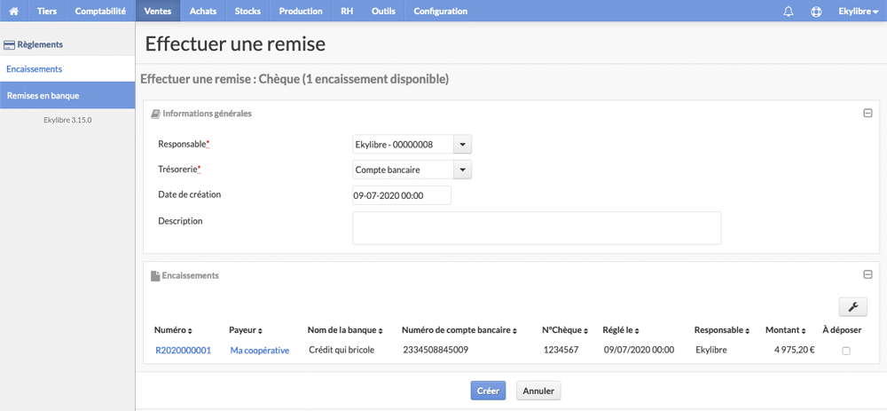 Paramétrage de la remise