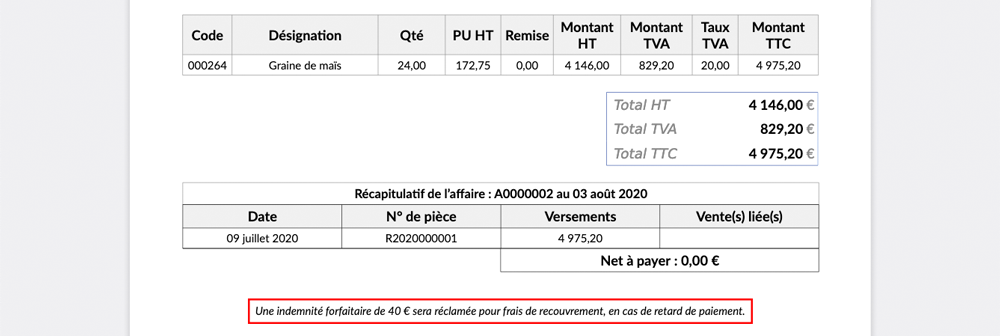 Facture de vente