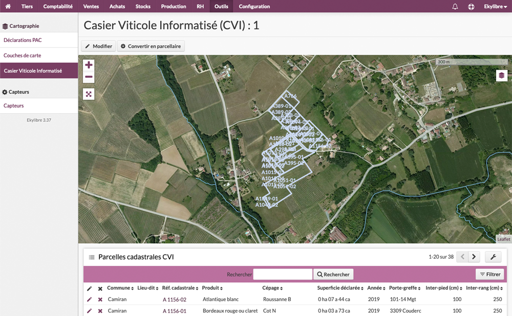 Liste parcelles cadastrales